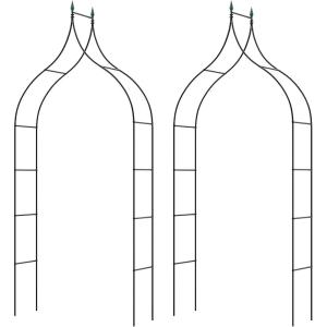 imageGiantex Metal Garden Arch Trellis 2 Pack  95 FT Wedding Arbor for Ceremony Garden Arbor for Climbing Plants Rose Gothic Style Outdoor Archway for Lawn Backdrop Backyard Party Decoration