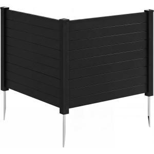 imageGiantex NoDig Air Conditioner Fence 2Panel Outdoor Privacy Screen with Metal Stakes WeatherResistant AC Unit amp Trash Bin Enclosure HOAFriendly Decorative Garden Fences 48W x 36H WhiteBlack