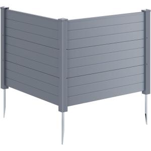 imageGiantex NoDig Air Conditioner Fence 2Panel Outdoor Privacy Screen with Metal Stakes WeatherResistant AC Unit amp Trash Bin Enclosure HOAFriendly Decorative Garden Fences 48W x 36H WhiteGray
