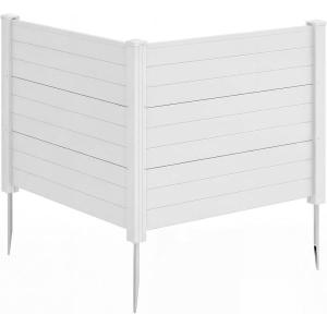imageGiantex NoDig Air Conditioner Fence 2Panel Outdoor Privacy Screen with Metal Stakes WeatherResistant AC Unit amp Trash Bin Enclosure HOAFriendly Decorative Garden Fences 48W x 36H WhiteWhite