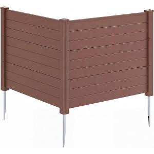imageGiantex NoDig Air Conditioner Fence 2Panel Outdoor Privacy Screen with Metal Stakes WeatherResistant AC Unit amp Trash Bin Enclosure HOAFriendly Decorative Garden Fences 48W x 36H WhiteBrown