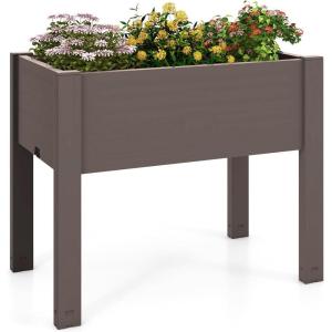 imageGiantex Raised Garden Bed with Legs SelfWatering Planter Box with Water Level Indicator Drainage Hole amp Detachable Space Dividers Outdoor Plant Container for Flower Vegetable Fruit Herb BrownBrown