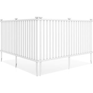 imageGiantex White Picket Fence  2 Panels 80W x 375H Decorative Outdoor Garden Fence 160 Total Length Outdoor Fence for Yard Freestanding PVC Vinyl Fence for Patio Lawn Pool BackyardWhite