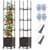 imageGiantex   Raised Garden Bed Planter Box with Trellis 87 Tomato Planter for Climbing Vegetables Flowers Vine Plant SelfWatering Tomato Cage with Wheels for Garden Patio Outdoor amp IndoorBrown