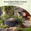 imageGiantex 18 Round Outdoor Water Fountain with 6 LED Lights Stone Gray Resin Sphere Waterfall Feature with Adjustable Pump Lighted Bubbling Fountain for Garden Patio Porch Decor 18 Dia x 95 H18 Dia X 95 H