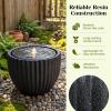 imageGiantex 18 Round Outdoor Water Fountain with 6 LED Lights Stone Gray Resin Sphere Waterfall Feature with Adjustable Pump Lighted Bubbling Fountain for Garden Patio Porch Decor 18 Dia x 95 H175 Dia X 14 H