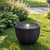 imageGiantex 18 Round Outdoor Water Fountain with 6 LED Lights Stone Gray Resin Sphere Waterfall Feature with Adjustable Pump Lighted Bubbling Fountain for Garden Patio Porch Decor 18 Dia x 95 H175 Dia X 14 H