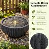 imageGiantex 18 Round Outdoor Water Fountain with 6 LED Lights Stone Gray Resin Sphere Waterfall Feature with Adjustable Pump Lighted Bubbling Fountain for Garden Patio Porch Decor 18 Dia x 95 H18 Dia X 95 H