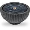 imageGiantex 18 Round Outdoor Water Fountain with 6 LED Lights Stone Gray Resin Sphere Waterfall Feature with Adjustable Pump Lighted Bubbling Fountain for Garden Patio Porch Decor 18 Dia x 95 H18 Dia X 95 H