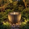 imageGiantex 18 Round Outdoor Water Fountain with 6 LED Lights Stone Gray Resin Sphere Waterfall Feature with Adjustable Pump Lighted Bubbling Fountain for Garden Patio Porch Decor 18 Dia x 95 H175 Dia X 14 H