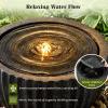 imageGiantex 18 Round Outdoor Water Fountain with 6 LED Lights Stone Gray Resin Sphere Waterfall Feature with Adjustable Pump Lighted Bubbling Fountain for Garden Patio Porch Decor 18 Dia x 95 H175 Dia X 14 H