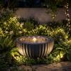 imageGiantex 18 Round Outdoor Water Fountain with 6 LED Lights Stone Gray Resin Sphere Waterfall Feature with Adjustable Pump Lighted Bubbling Fountain for Garden Patio Porch Decor 18 Dia x 95 H18 Dia X 95 H
