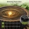 imageGiantex 18 Round Outdoor Water Fountain with 6 LED Lights Stone Gray Resin Sphere Waterfall Feature with Adjustable Pump Lighted Bubbling Fountain for Garden Patio Porch Decor 18 Dia x 95 H18 Dia X 95 H