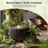 imageGiantex 18 Round Outdoor Water Fountain with 6 LED Lights Stone Gray Resin Sphere Waterfall Feature with Adjustable Pump Lighted Bubbling Fountain for Garden Patio Porch Decor 18 Dia x 95 H175 Dia X 14 H