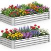 imageGiantex 2 Pack 4 x 2 x 2 FT Galvanized Raised Garden Bed Rectangular Metal Planter Box with OpenEnded Base for Sapling Vegetable Flower Fruit Outdoor Plant Container Kit for Patio amp Lawn Sliver2