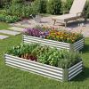 imageGiantex 2 Pack 4 x 2 x 2 FT Galvanized Raised Garden Bed Rectangular Metal Planter Box with OpenEnded Base for Sapling Vegetable Flower Fruit Outdoor Plant Container Kit for Patio amp Lawn Sliver1