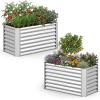 imageGiantex 2 Pack 4 x 2 x 2 FT Galvanized Raised Garden Bed Rectangular Metal Planter Box with OpenEnded Base for Sapling Vegetable Flower Fruit Outdoor Plant Container Kit for Patio amp Lawn Sliver2