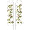 imageGiantex 2 Pack Garden Trellis 72 FT Tall Galvanized Steel Trellis for Climbing Plants Outdoor for Patio Lawn Wall Decor Plant Trellis for Vine Cucumber Tomato Flower Clematis Roses WhiteWhite