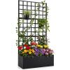 imageGiantex 2 Pack Metal Raised Garden Bed with Trellis 36 x 16 x 77 Galvanized Planter Box wDrainage Holes for Climbing Plants Vegetables Flowers Outdoor Privacy Screen for Patio Backyard Balcony1