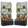 imageGiantex 2 Pack Metal Raised Garden Bed with Trellis 36 x 16 x 77 Galvanized Planter Box wDrainage Holes for Climbing Plants Vegetables Flowers Outdoor Privacy Screen for Patio Backyard Balcony2