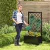 imageGiantex 2 Pack Metal Raised Garden Bed with Trellis 36 x 16 x 77 Galvanized Planter Box wDrainage Holes for Climbing Plants Vegetables Flowers Outdoor Privacy Screen for Patio Backyard Balcony2
