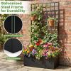 imageGiantex 2 Pack Metal Raised Garden Bed with Trellis 36 x 16 x 77 Galvanized Planter Box wDrainage Holes for Climbing Plants Vegetables Flowers Outdoor Privacy Screen for Patio Backyard Balcony2