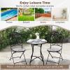 imageGiantex 24 Inch Patio Bistro Table Mosaic Round Table wCeramic Tile Tabletop HeavyDuty Metal Structure Outdoor Dining Table for Backyard Garden Porch Blue amp Black Sun PatternBlack Star Pattern