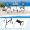 imageGiantex 24 Inch Patio Bistro Table Mosaic Round Table wCeramic Tile Tabletop HeavyDuty Metal Structure Outdoor Dining Table for Backyard Garden Porch Blue amp Black Sun PatternMulticolor Floral Pattern
