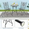 imageGiantex 24 Inch Patio Bistro Table Mosaic Round Table wCeramic Tile Tabletop HeavyDuty Metal Structure Outdoor Dining Table for Backyard Garden Porch Blue amp Black Sun PatternBlue  Black Sun Pattern