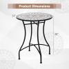 imageGiantex 24 Inch Patio Bistro Table Mosaic Round Table wCeramic Tile Tabletop HeavyDuty Metal Structure Outdoor Dining Table for Backyard Garden Porch Blue amp Black Sun PatternBlack Star Pattern