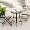 imageGiantex 24 Inch Patio Bistro Table Mosaic Round Table wCeramic Tile Tabletop HeavyDuty Metal Structure Outdoor Dining Table for Backyard Garden Porch Blue amp Black Sun PatternBlack Star Pattern