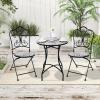 imageGiantex 24 Inch Patio Bistro Table Mosaic Round Table wCeramic Tile Tabletop HeavyDuty Metal Structure Outdoor Dining Table for Backyard Garden Porch Blue amp Black Sun PatternBlack Star Pattern