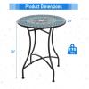 imageGiantex 24 Inch Patio Bistro Table Mosaic Round Table wCeramic Tile Tabletop HeavyDuty Metal Structure Outdoor Dining Table for Backyard Garden Porch Blue amp Black Sun PatternMulticolor Floral Pattern