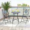 imageGiantex 24 Inch Patio Bistro Table Mosaic Round Table wCeramic Tile Tabletop HeavyDuty Metal Structure Outdoor Dining Table for Backyard Garden Porch Blue amp Black Sun PatternMulticolor Floral Pattern