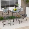 imageGiantex 24 Inch Patio Bistro Table Mosaic Round Table wCeramic Tile Tabletop HeavyDuty Metal Structure Outdoor Dining Table for Backyard Garden Porch Blue amp Black Sun PatternBlue  Black Sun Pattern