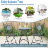 imageGiantex 24 Inch Patio Bistro Table Mosaic Round Table wCeramic Tile Tabletop HeavyDuty Metal Structure Outdoor Dining Table for Backyard Garden Porch Blue amp Black Sun PatternMulticolor Floral Pattern