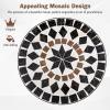 imageGiantex 24 Inch Patio Bistro Table Mosaic Round Table wCeramic Tile Tabletop HeavyDuty Metal Structure Outdoor Dining Table for Backyard Garden Porch Blue amp Black Sun PatternBlack Star Pattern