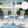 imageGiantex 3 Piece Bistro Set Cast Aluminum Porch Furniture Outdoor Patio Dining Table and Chairs with Umbrella Hole for Balcony Backyard Garden Poolside White Rose PatternVintage Victorian