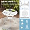 imageGiantex 3 Piece Bistro Set Cast Aluminum Porch Furniture Outdoor Patio Dining Table and Chairs with Umbrella Hole for Balcony Backyard Garden Poolside White Rose PatternVintage Victorian