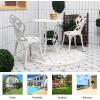 imageGiantex 3 Piece Bistro Set Cast Aluminum Porch Furniture Outdoor Patio Dining Table and Chairs with Umbrella Hole for Balcony Backyard Garden Poolside White Rose PatternWhite Rose Pattern