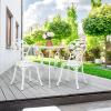 imageGiantex 3 Piece Bistro Set Cast Aluminum Porch Furniture Outdoor Patio Dining Table and Chairs with Umbrella Hole for Balcony Backyard Garden Poolside White Rose PatternWhite Rose Pattern