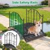 imageGiantex 33 FT Metal Garden Bridge 330 lbs Capacity Outdoor Landscape Bridges with PowderCoated Finish amp Scrollwork Rails Decorative Bridge for Backyard Lawn Garden Pathway Easy Assembly47 x 27 x 28