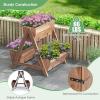 imageGiantex 3Tier Vertical Raised Garden Bed Wood Elevated Planter Box with Legs Storage Shelf Liners for Growing Vegetables Herbs Flowers Indoor Outdoor Freestanding Raised Bed for Patio Natural26x29x29