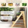 imageGiantex 3Tier Vertical Raised Garden Bed Wood Elevated Planter Box with Legs Storage Shelf Liners for Growing Vegetables Herbs Flowers Indoor Outdoor Freestanding Raised Bed for Patio Natural46x29x315