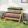 imageGiantex 3Tier Vertical Raised Garden Bed Wood Elevated Planter Box with Legs Storage Shelf Liners for Growing Vegetables Herbs Flowers Indoor Outdoor Freestanding Raised Bed for Patio Natural46x29x315
