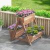 imageGiantex 3Tier Vertical Raised Garden Bed Wood Elevated Planter Box with Legs Storage Shelf Liners for Growing Vegetables Herbs Flowers Indoor Outdoor Freestanding Raised Bed for Patio Natural26x29x29