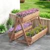 imageGiantex 3Tier Vertical Raised Garden Bed Wood Elevated Planter Box with Legs Storage Shelf Liners for Growing Vegetables Herbs Flowers Indoor Outdoor Freestanding Raised Bed for Patio Natural44x36x 35