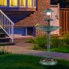 imageGiantex 42 inch Bird Bath Solar Lighted Pedestal Bird Bath with Bird Feeder Flower Planter Base Solar Powered Lamp 3 Ground Stakes Standing Birdbath for Outside Garden Yard Outdoor GreenGreen