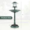 imageGiantex 42 inch Bird Bath Solar Lighted Pedestal Bird Bath with Bird Feeder Flower Planter Base Solar Powered Lamp 3 Ground Stakes Standing Birdbath for Outside Garden Yard Outdoor GreenGreen