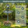 imageGiantex 42 inch Bird Bath Solar Lighted Pedestal Bird Bath with Bird Feeder Flower Planter Base Solar Powered Lamp 3 Ground Stakes Standing Birdbath for Outside Garden Yard Outdoor GreenGreen